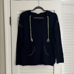 Lisa Todd Navy Sweater with Green Accents